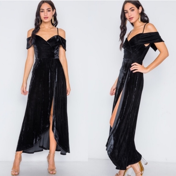 Soprano Dresses & Skirts - Velvet Maxi Skort Romper Evening Dress Size L